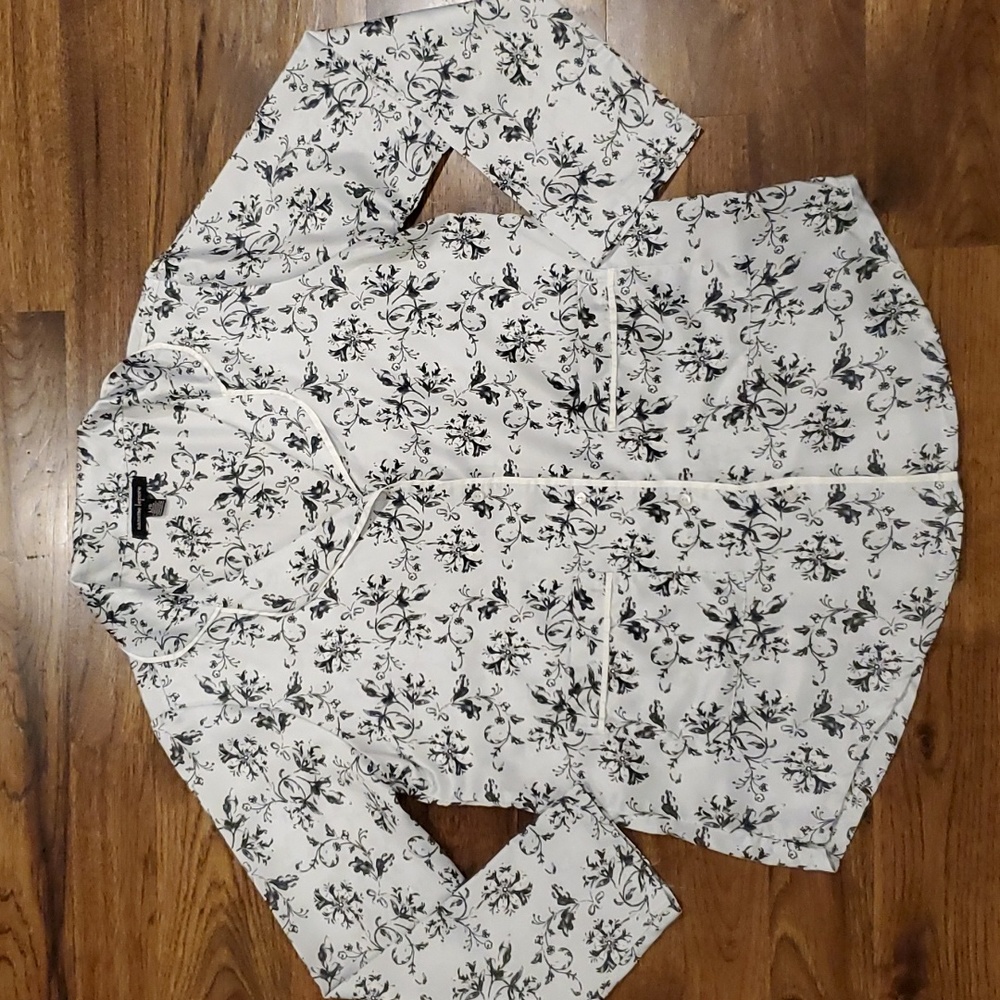 Womens Nanette Lepore black & white satin pajama top